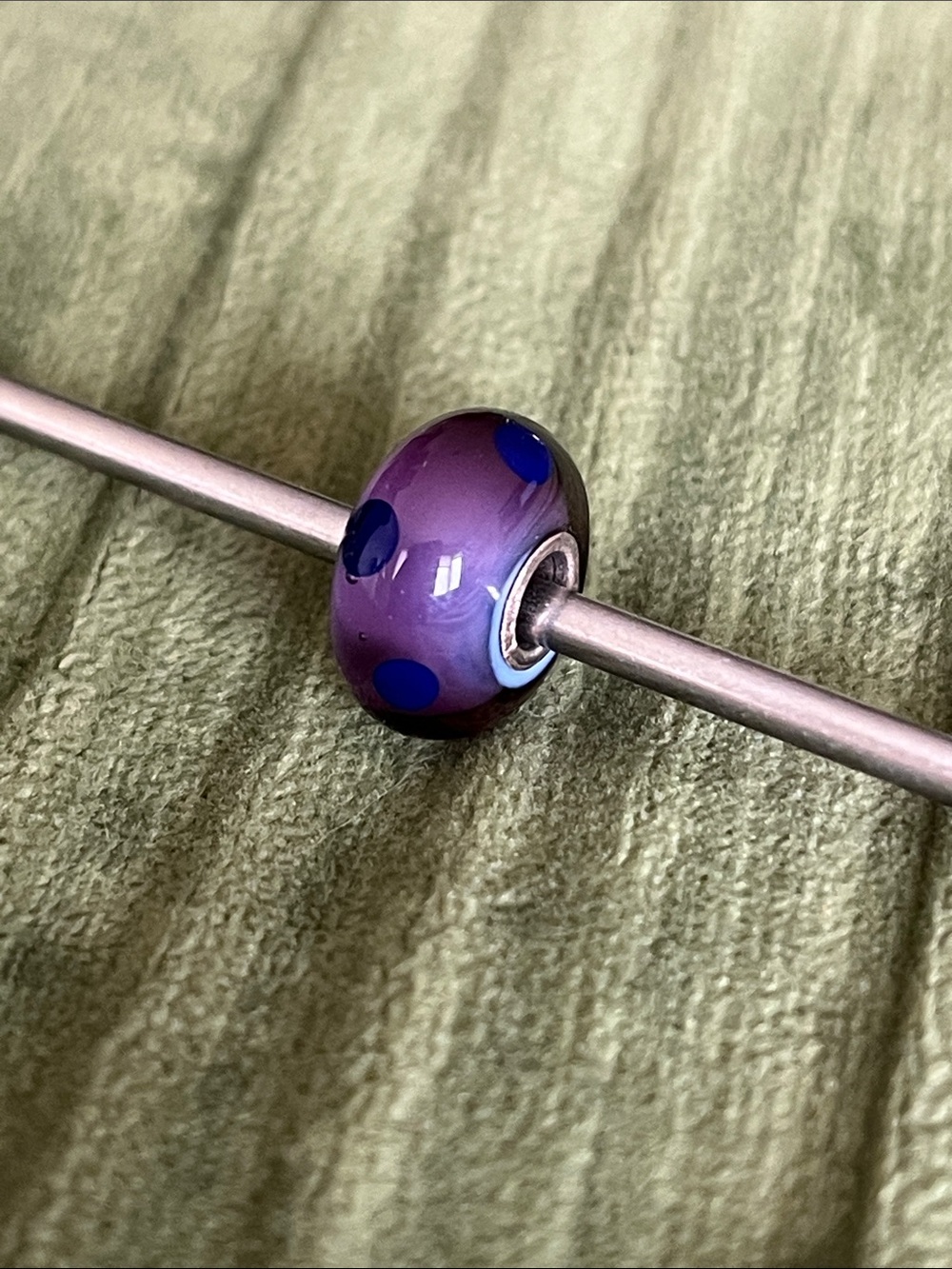 Trollbeads Purple Glass Bead with Blue Spots